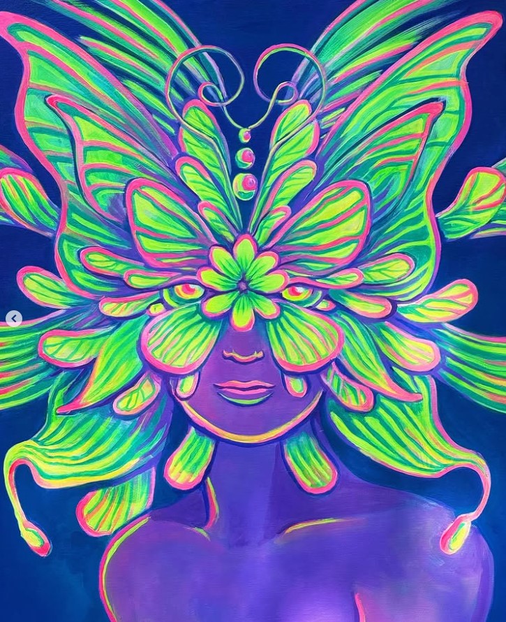 "Hyper Violet" 65x80cm Acrylic and UV Painting on Canvas
